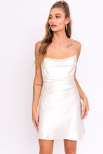 Load image into Gallery viewer, Cowl Neck Mini Satin Dress
