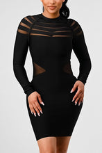 Load image into Gallery viewer, Athina sheer cut out long sleeve bandage dress