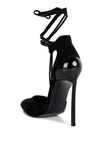 Load image into Gallery viewer, Black Lace Up Stiletto Sandals
