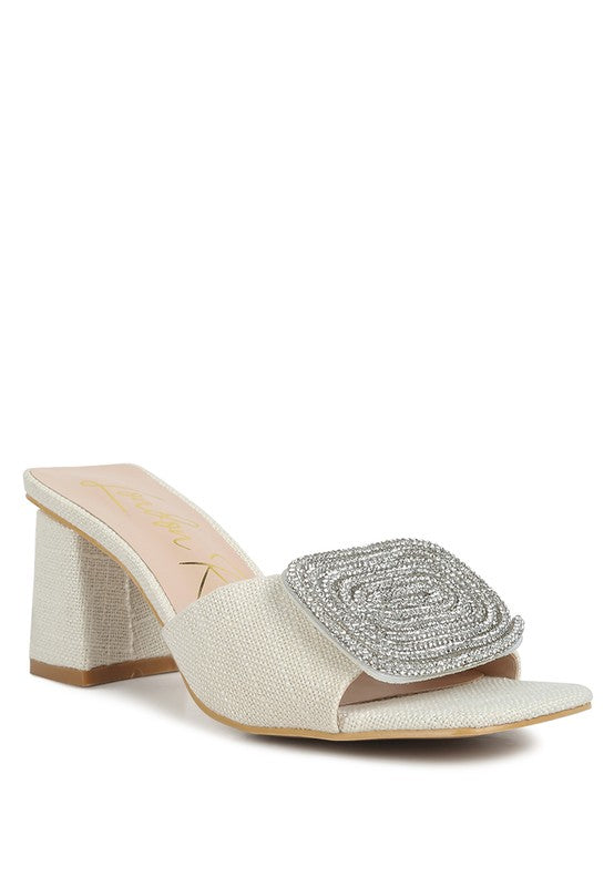 Rhinestone Embellished Slip On Sandals