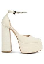 Load image into Gallery viewer, Cosette Embellished Ankle Strap High Block Heel