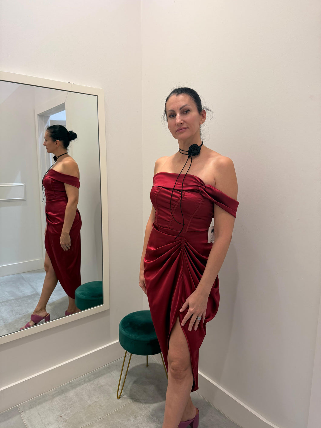 Delicia off the shoulder midi dress